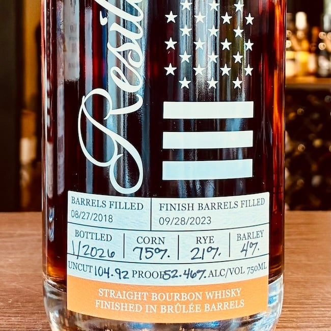 Resilient Straight Bourbon Whisky 7 Years Old Brulee Finish