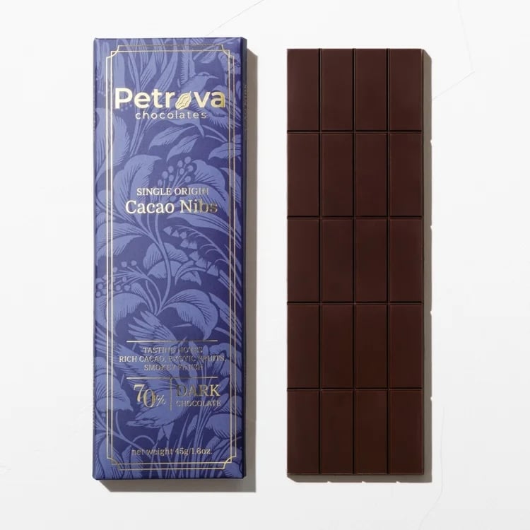 Petrova 70% Dark Chocolate Cocoa Nibs Single Origin Manabi